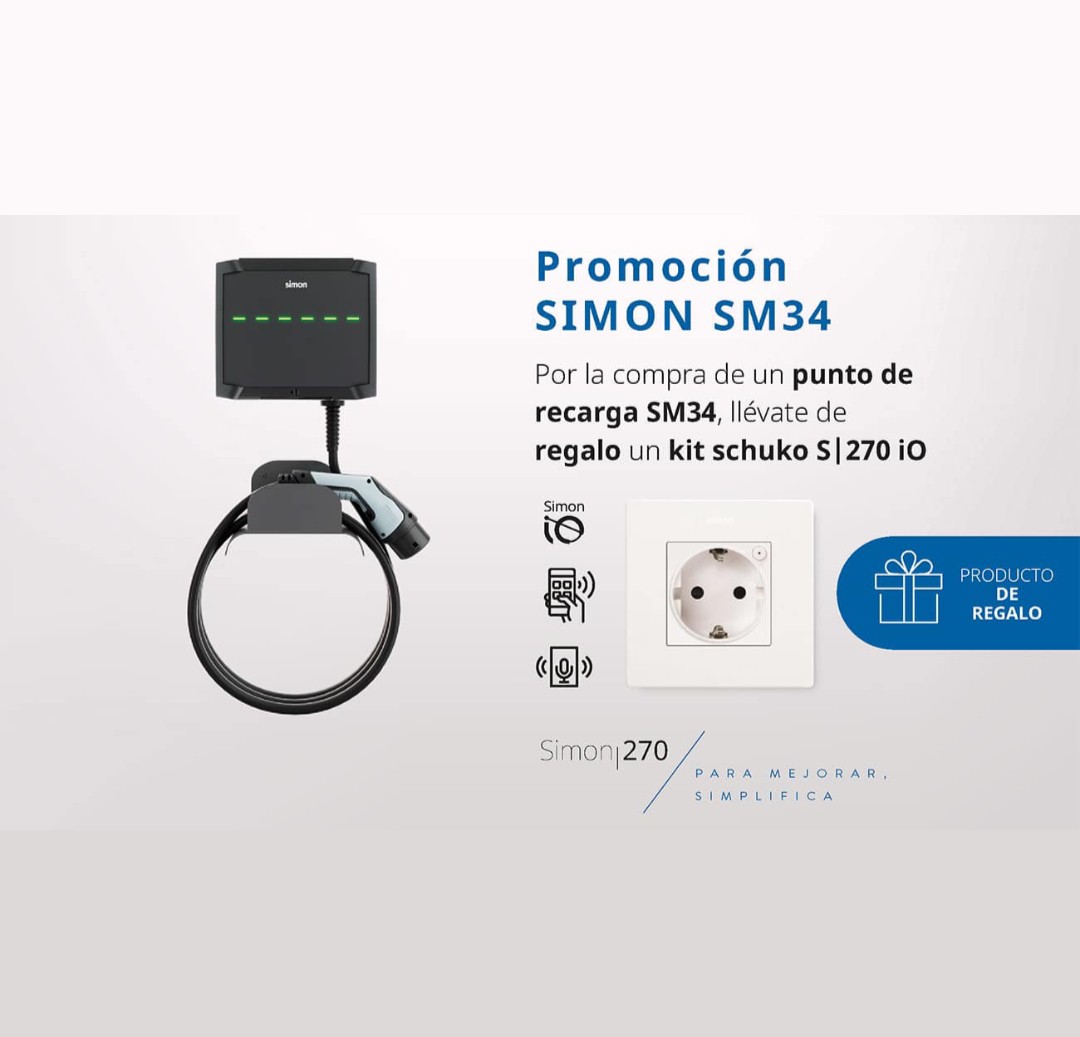 ¡Compra ahora un cargador SIMON SM34 y llévate de regalo el kit schuko S|270 iO!